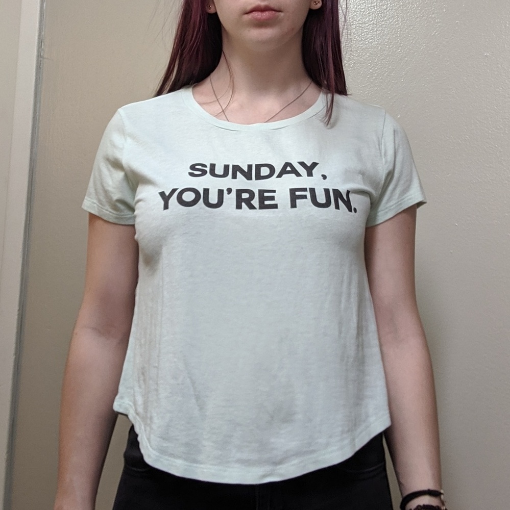 Light teal "Sunday you're fun" sleep shirt